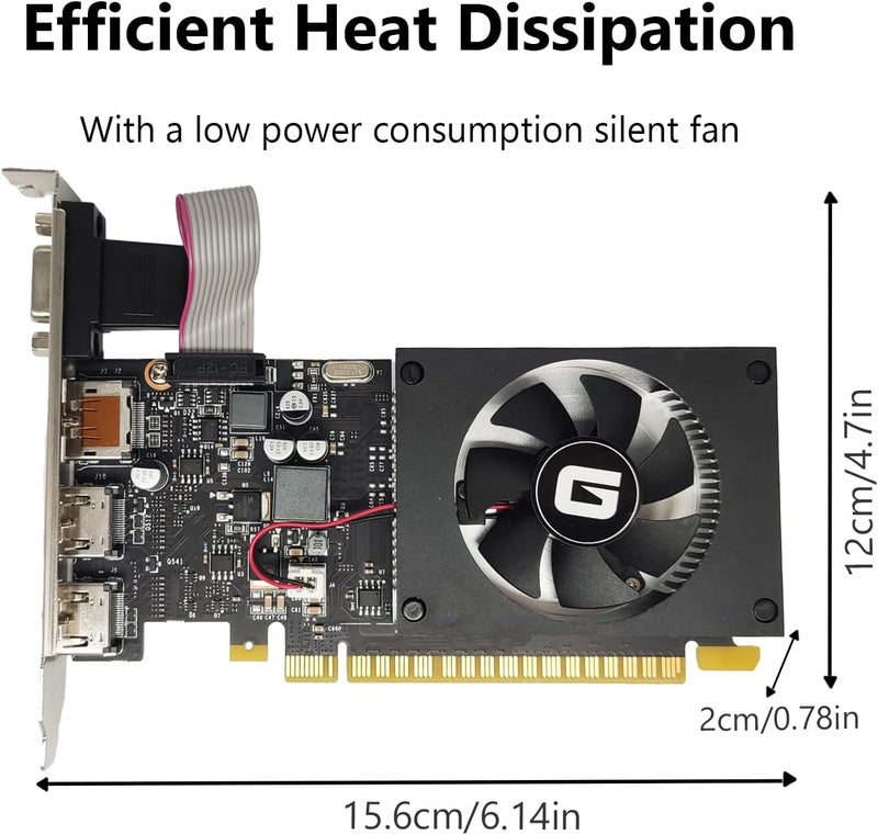 Glorto GeForce GT 730 4G Low Profile Graphics Card, 2X HDMI, DP, VGA, DDR3, PCI Express 2.0 x8, Entry Level GPU for PC, SFF and HTPC, Compatible with Windows 11 - Image 3